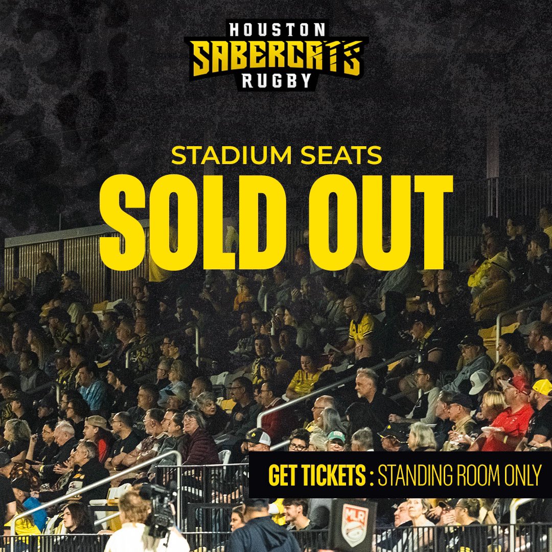 It’s official! Tonight’s game is SOLD OUT! 🎉 Get pumped for an epic showdown at 7 PM! 😼 #MLR2024 #SaberCatsRugby #HoustonSaberCats