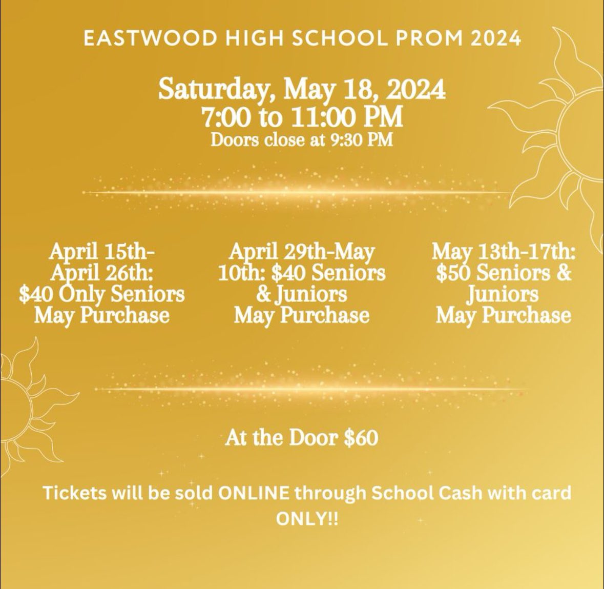 Troopers, scan the QR code or open the link to create an account now so you can purchase prom tickets in the future! 💛 Prom tickets will be available for: Seniors - April 15th Juniors - April 29th schoolcashonline.com @EastwoodHQ @Btorres_EHS @IgarzaTheTeach