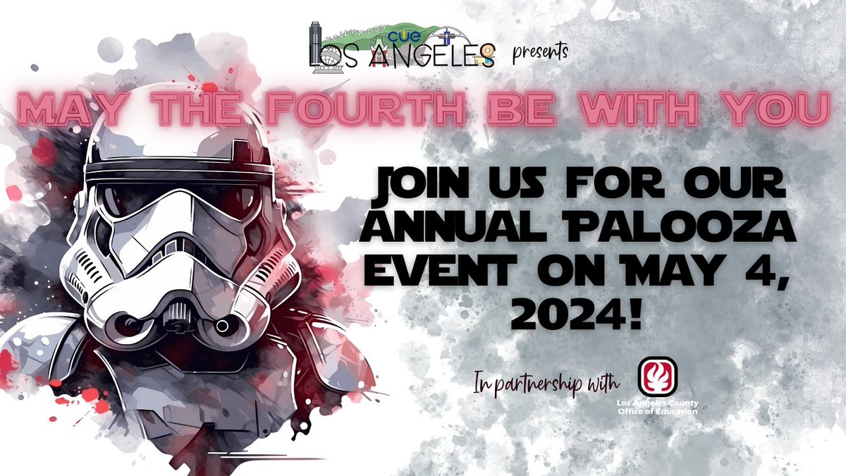 CUELA Palooza is accepting presenter proposals through tomorrow! Want to be part of this year's Palooza!? Apply to present today: forms.gle/tcUVE5kq6c7ggc… #CUELAPalooza #Palooza24 #MayThe4thBeWithYou