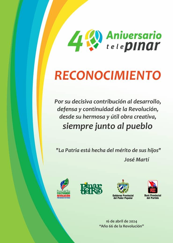 Junto a @alfonso_noya celebramos en #PinardelRío los 40 años de @TelePinar , sus trabajadores y fundadores recibieron el reconocimiento y agradecimiento del pueblo pinareño. #GenteQueSuma @DiazCanelB @DrRobertoMOjeda