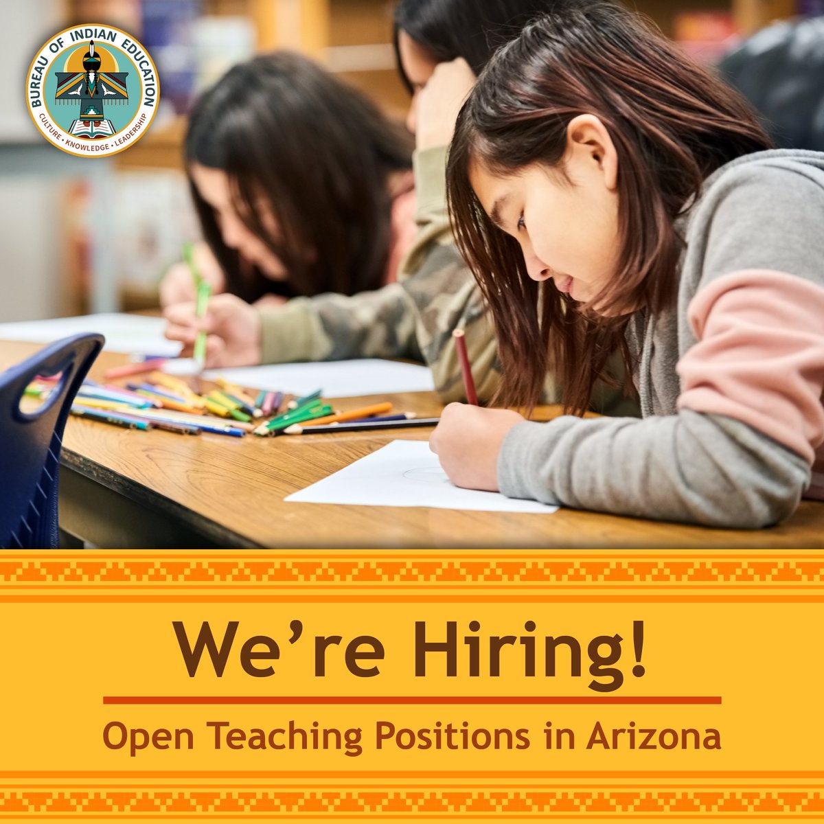 🎉 Join our team! 🎉  

 BIE is hiring English, special education and elementary teachers in Arizona. Come help shape Indigenous futures with us!   

➡️ usajobs.gov/Search/Results…

#NativeEd