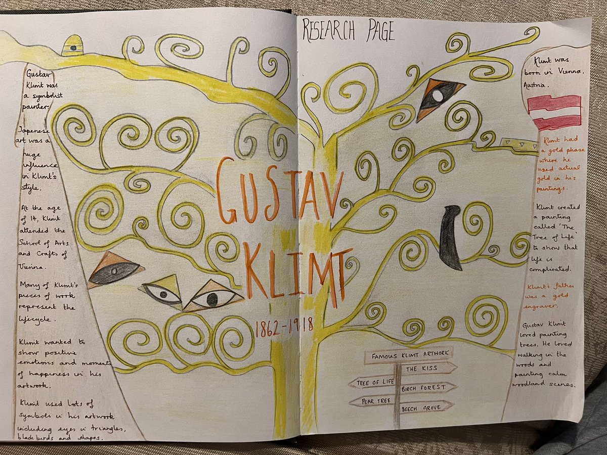 There’s something very satisfying about creating my example artist research pages.

I’m not a great artist but I love playing with art and being inspired by people such as Gustav Klimt!
#TinyVoiceTalks