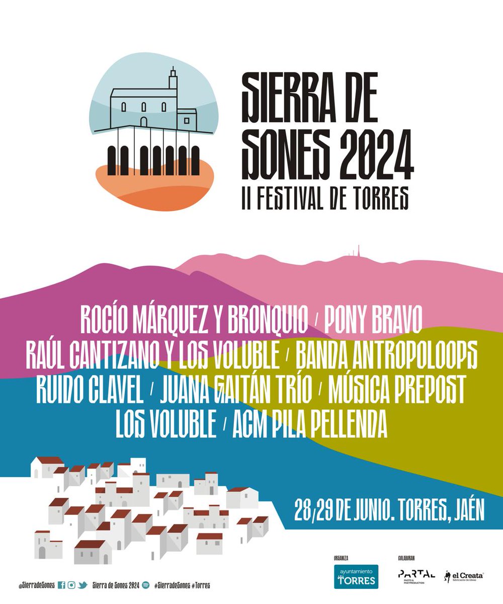 ¡Aquí está el cartel del II Festival de Torres: Sierra de Sones 2024!

Y las fechas son el 28 y 29 de junio en Torres, Sierra Mágina, Jaén.