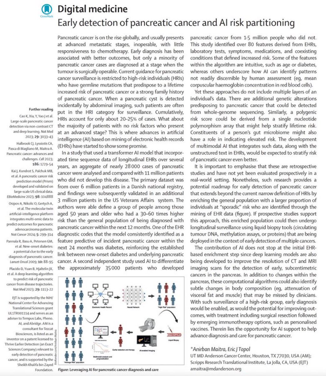 ICYMI: I have always been bothered by the fact that the vast majority of patients diagnosed with #PancreaticCancer have no single attributable risk factor. How can we identify more of such at-risk individuals BEFORE they get diagnosed, often with advanced stage disease? Grateful