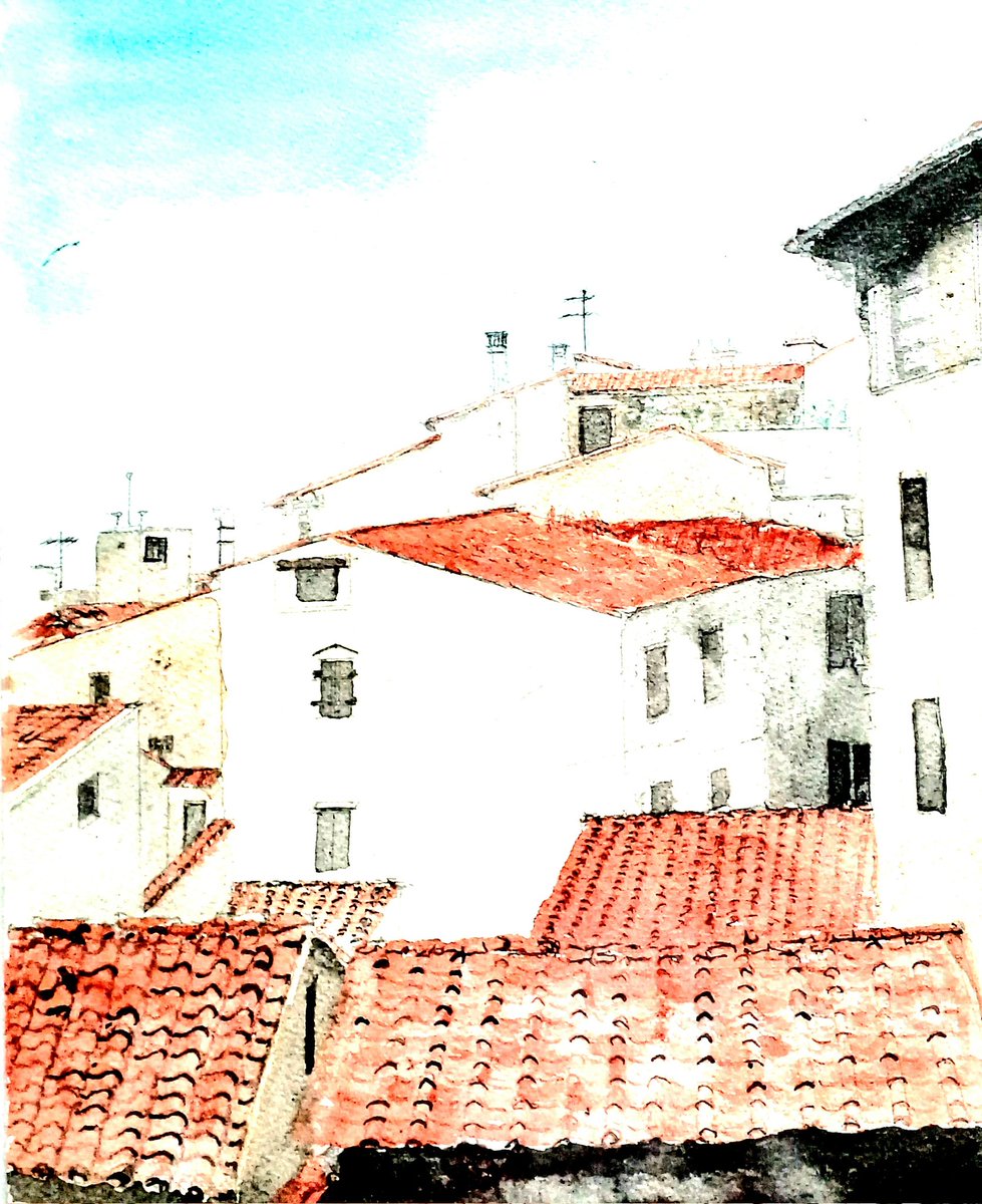 [裏窓]　0536　6.4.14
ウフッツイ美術館西館から
フィレンツェ　イタリア
  #水彩風景画
 #Watercolorlandscape