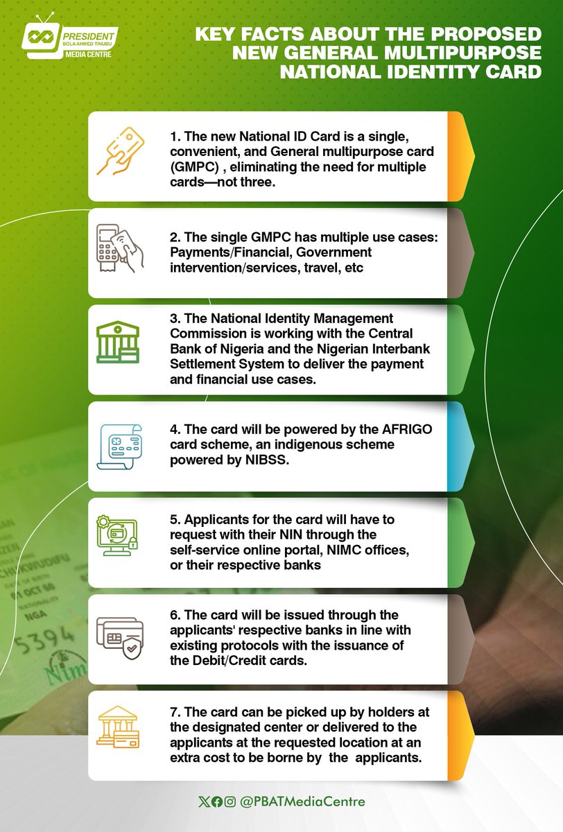 The New General Multipurpose National Identity Card is set to have unique features that'll combine financial uses and also serve as a social security service that covers beneficiaries of the National Social Register and Safety Net Programme. #BelieveInPBAT