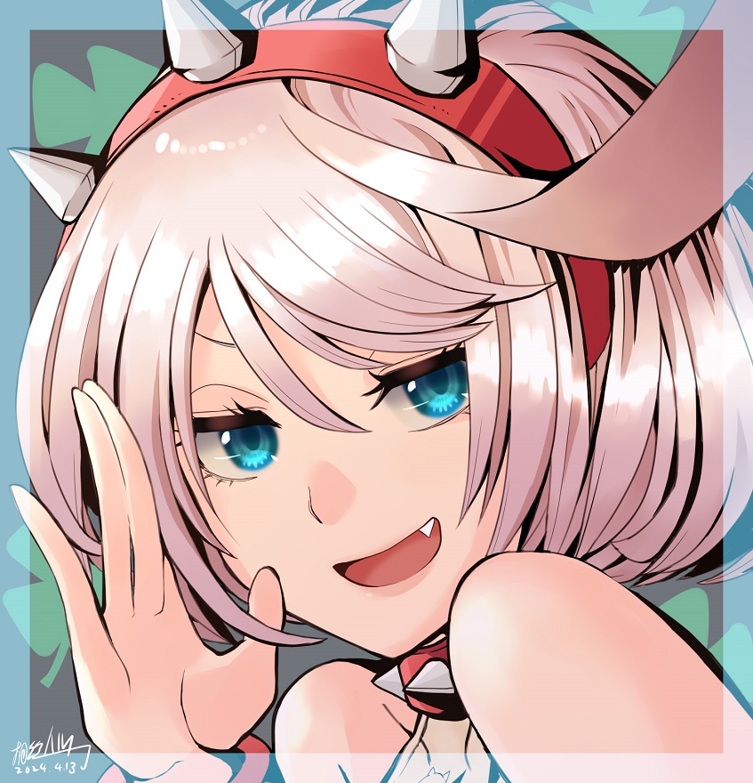 elphelt valentine 1girl solo looking at viewer smile open mouth short hair blue eyes  illustration images