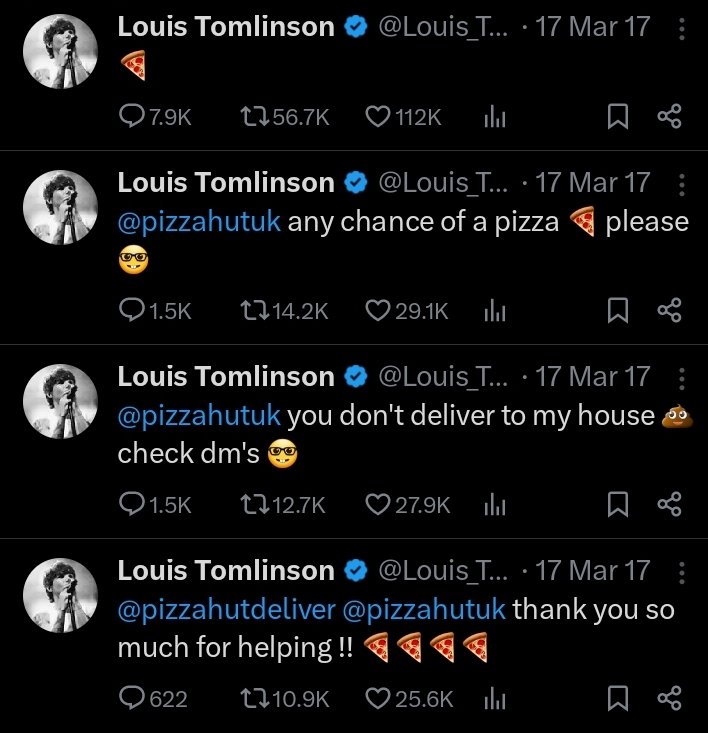 Louis telling pizza hut to check his dms so he could order pizza pls he is something else😭😭