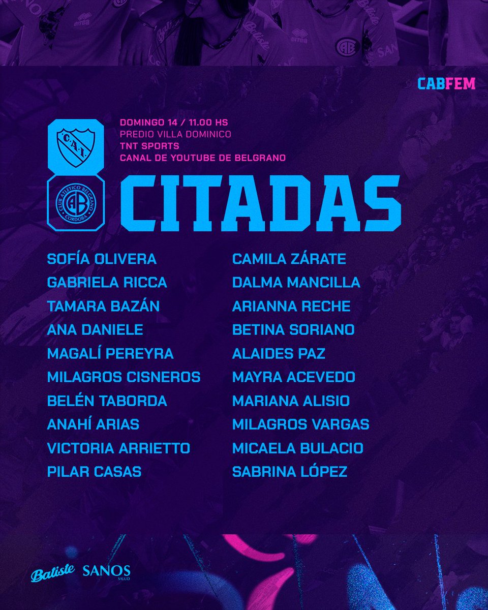 📋 Estas son las jugadoras citadas por Maximiliano Luján para visitar a Independiente. #DaleBelgrano 🏴‍☠️