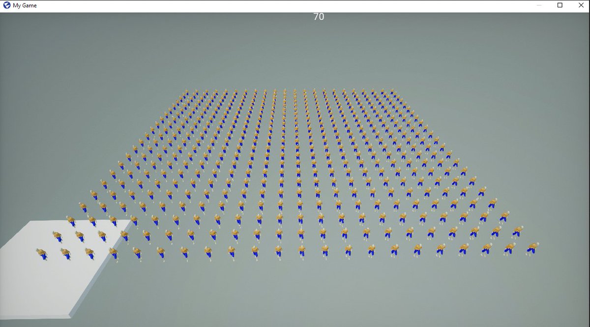 duroxxigar's tweet image. I wanted to see how many anims I could play in @FlaxEngine . This is 500 skeletal meshes, playing one animation on loop at 70 FPS. The Flax dev wasn&apos;t happy that it was only 70. He fixed some perf problems in the engine. Now it is 132. Others in thread
#gamedevelopment #indiedev