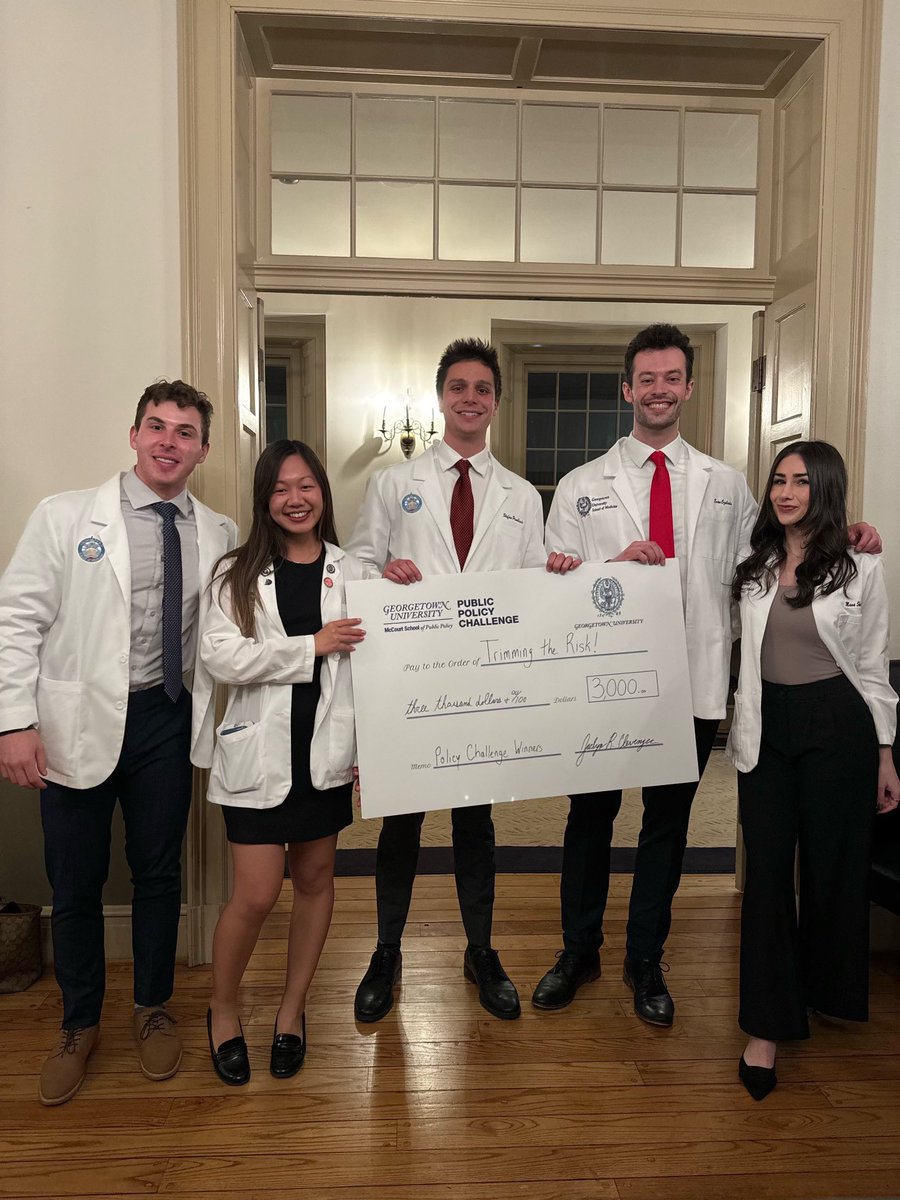 It was an honor and privilege to win first place in the 2024 Georgetown Public Policy Challenge @McCourtSchool @GUMedicine Looking forward to implementing our proposal this fall to help reduce health disparities in D.C. and connect at-risk patients with care