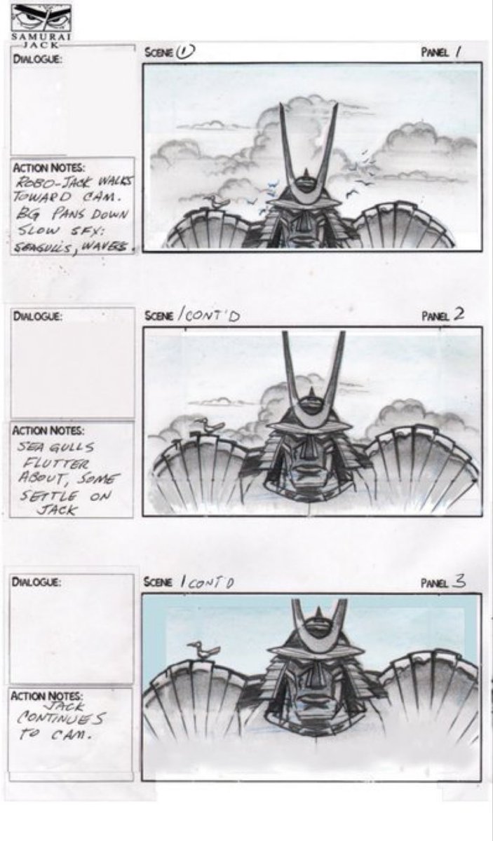 Storyboards from Samurai Jack 
Drawn by Jim Smith

Submitted by @c0Ibert