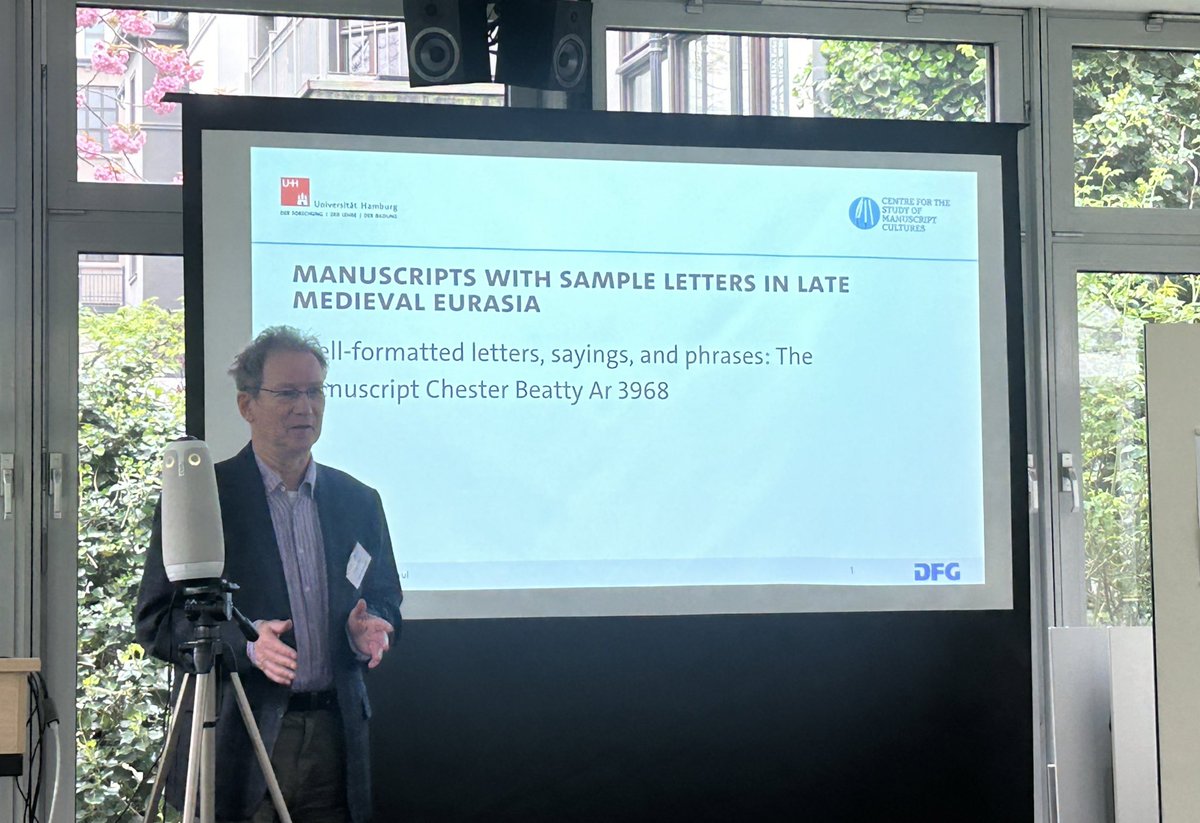 I was privileged to chair our panel on the Persian Monšaʾāt at our recent conference on “Manuscripts with Sample Letters in Late Medieval Eurasia” at the @CSMC_Hamburg / @unihh with fantastic presentations by Jürgen Paul, Emad Sheikholhokamaie and David Duran-Guédy.