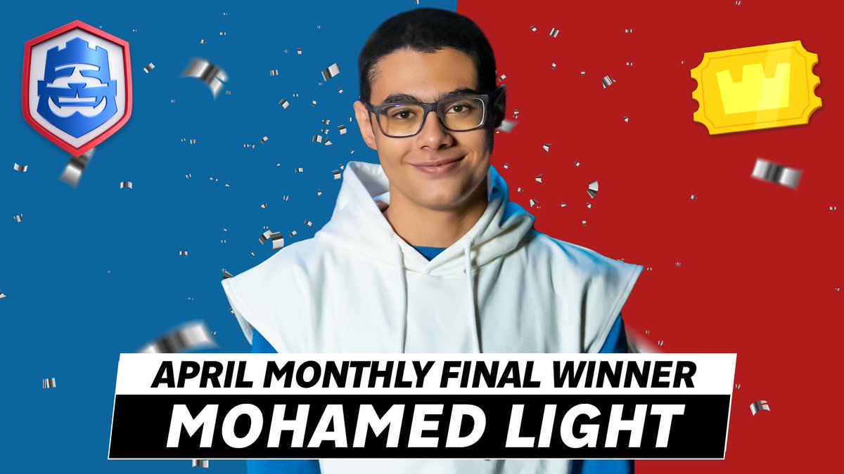 Clash Royale Esports (@esportsroyaleen) on Twitter photo 🥳 <a href="/MohamedLightCr1/">Mohamed Light</a> IS YOUR APRIL MONTHLY FINAL CHAMPION 🥳
He secures himself a Golden Ticket and a spot at the #CRL24 World Finals 😍 🥳 <a href="/MohamedLightCr1/">Mohamed Light</a> IS YOUR APRIL MONTHLY FINAL CHAMPION 🥳
He secures himself a Golden Ticket and a spot at the #CRL24 World Finals 😍