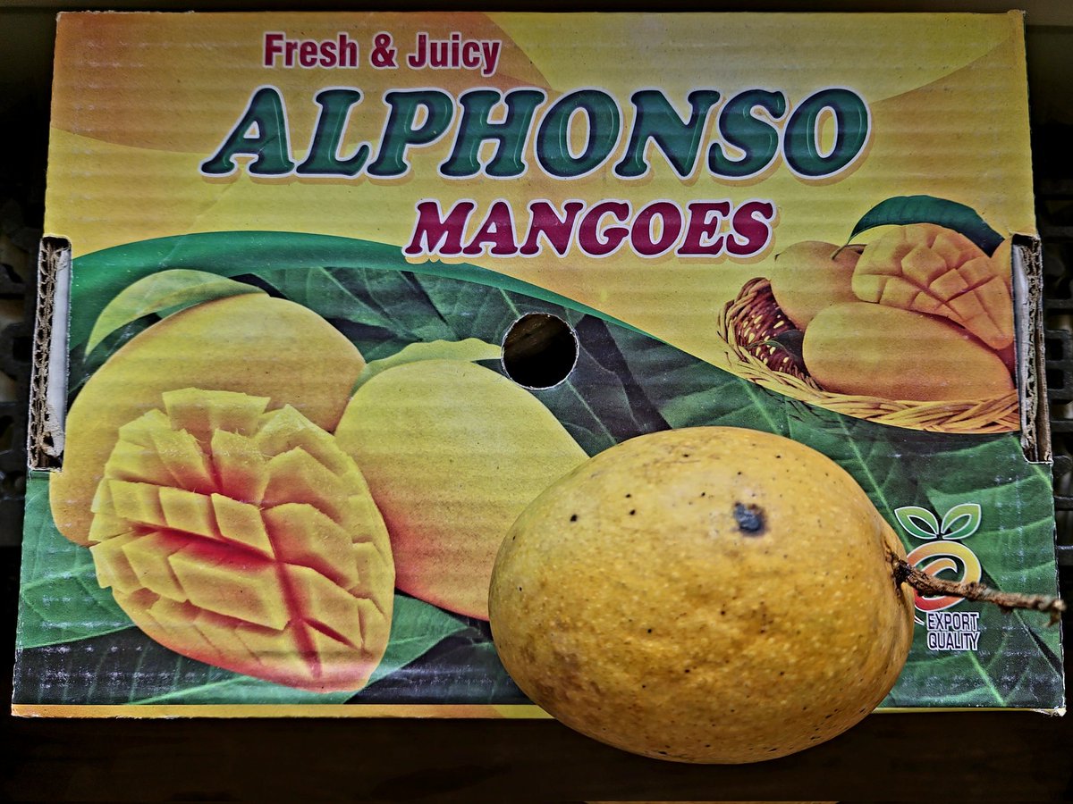 My first box of the (real) mango season, fresh from India. Ah, the Alphonso aroma, wafting through the air already...