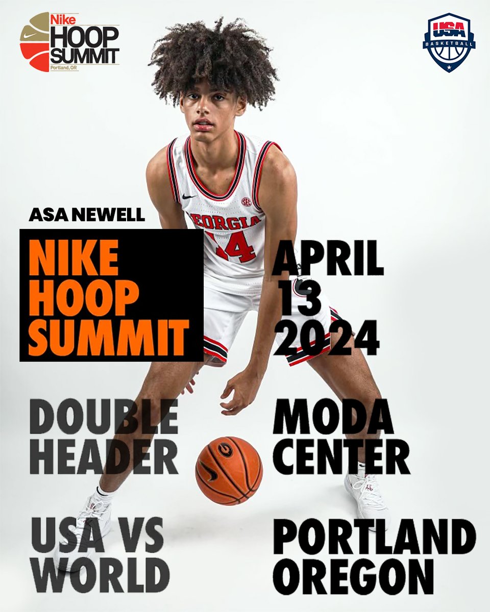 Today, Asa Newell hits the court at the 25th Nike Hoop Summit in Portland. Watch on FS1 (10 PM ET / 7 PM PT) as he showcases his skills alongside the world's best young talents. Much success @newellasa 🏀🔥 #NikeHoopSummit #AsaNewell