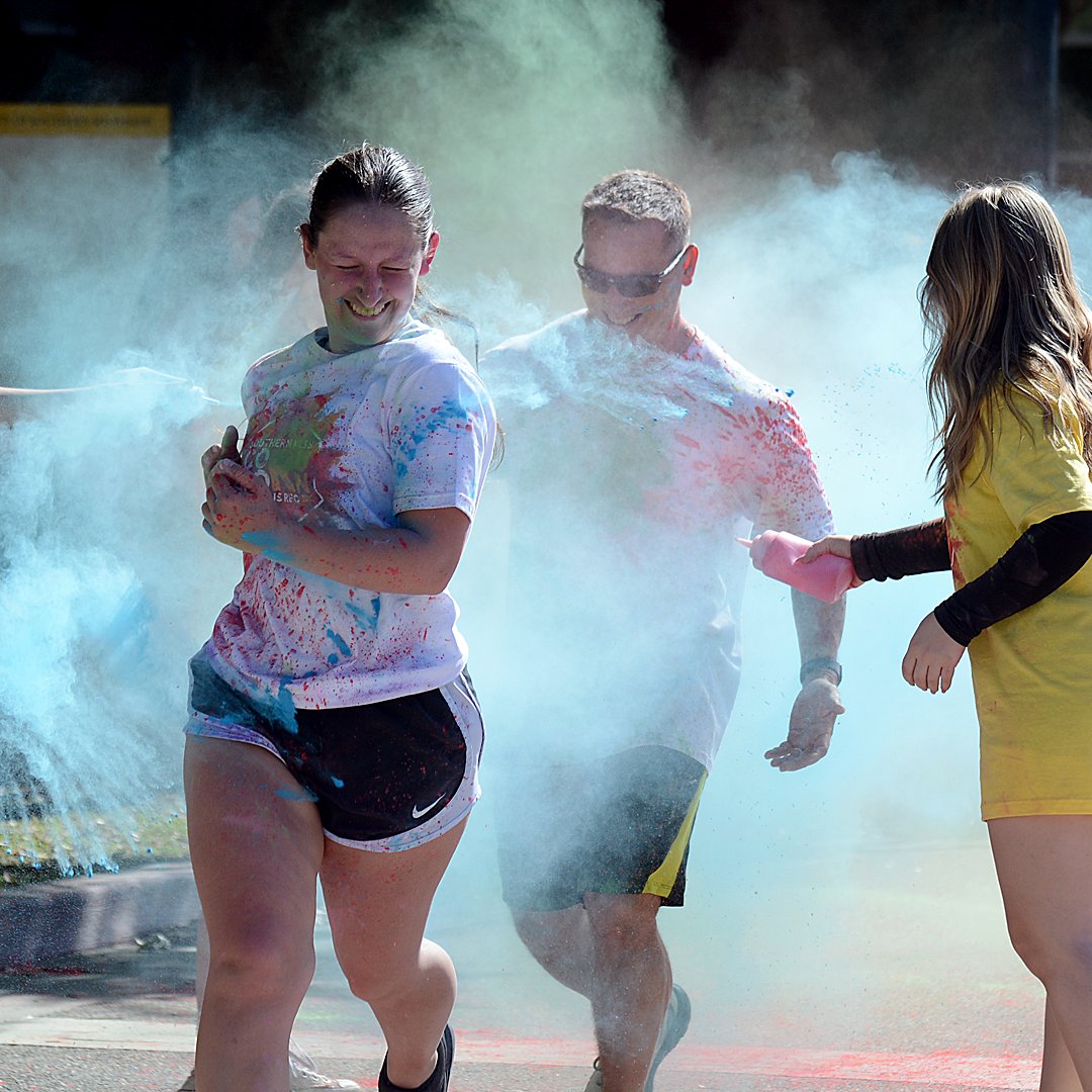 somisscampusrec's tweet photo. Thanks to everyone who came out and started their day off with a blast of color at the #SouthernMissColorRun5k. We hope you enjoyed your time as much as these pictures show. More to come! #USMRecLife #USMCampusRec #healthisgolden #SMTTT #MoreColorThanSkittles #FeelTheRainbow! https://t.co/qDEUtgaifD