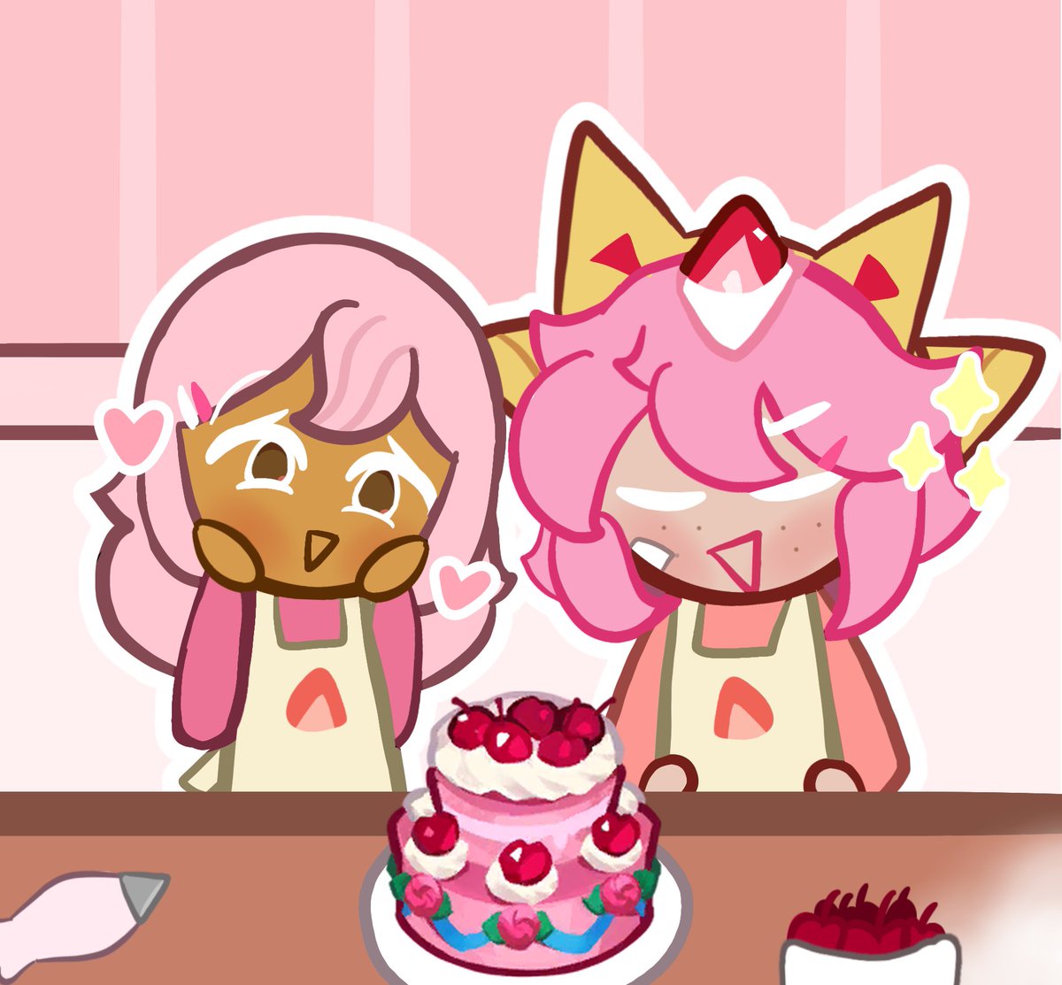 Cake! #cookierun #cookierunovenbreak #cookierunkingdom #strawberrycookie #strawberrycrepecookie #cookierunfanart #cookierunart