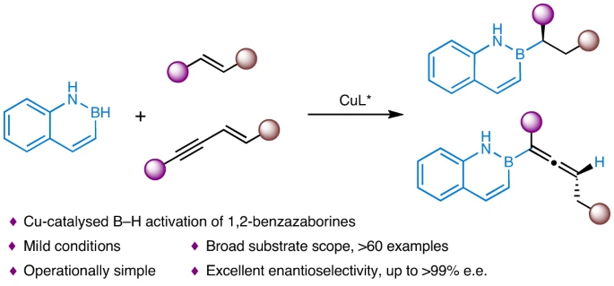 Copper-catalysed asymmetric hydroboration of alkenes with 1,2-benzazaborines to access chiral naphthalene isosteres (@NatureChemistry): nature.com/articles/s4155….