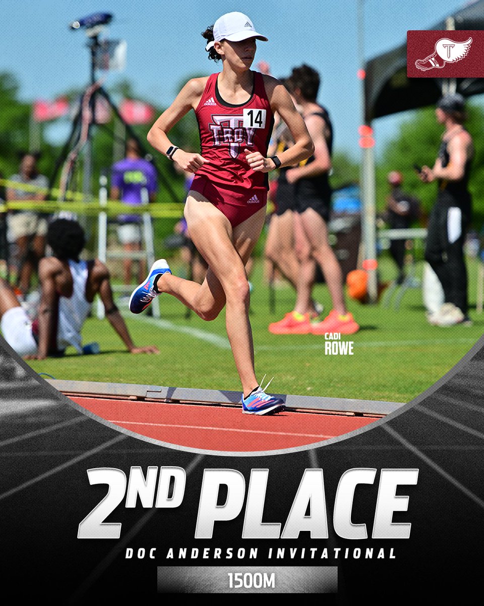 𝗥𝗨𝗡𝗡𝗜𝗡𝗚 𝗧𝗢 𝗧𝗛𝗘 𝗣𝗢𝗗𝗜𝗨𝗠. Cadi Rowe picks up a second-place finish in the women's 1500m with a time of 4:47.20. #OneTROY⚔️