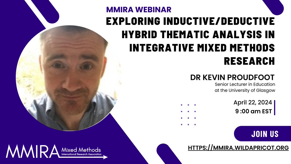 @MMIRAssociation is thrilled to offer another exciting Webinar. For those interested in exploring Thematic Analysis in MMR access the Webinar link on April 22, 9:00AM EST on our website mmira.wildapricot.org #mixedmethods #research