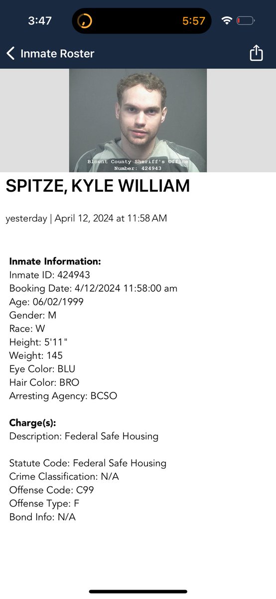 kyle spitze been moved to federal safe housing lmao he deserves to hurt.