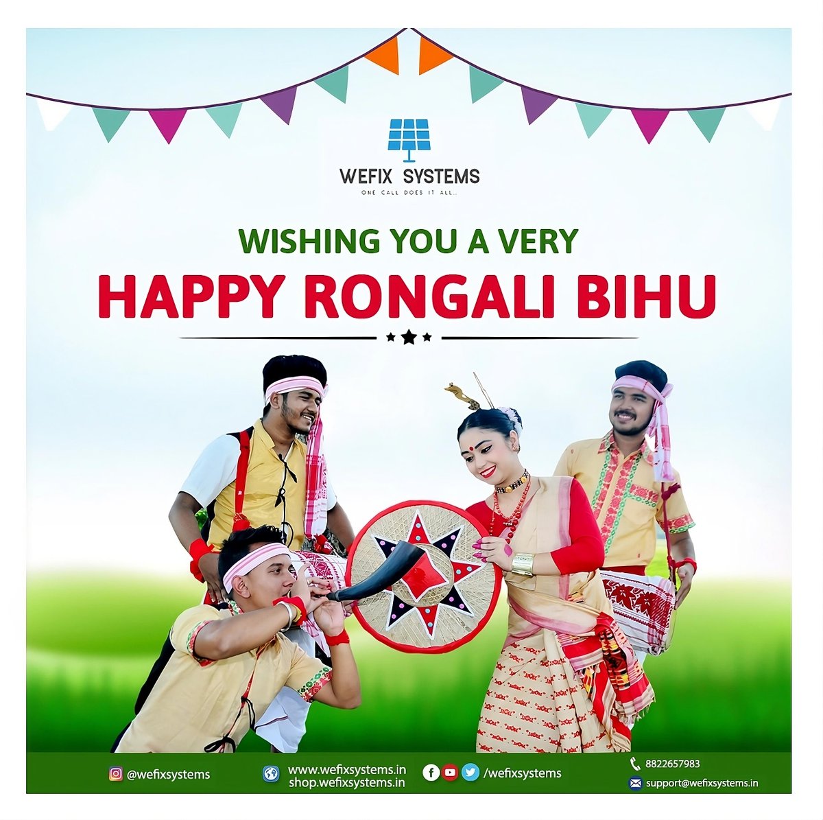 WeFixSystems's tweet photo. Happy Bihu to you all 🕺💃🪘🎉🌺🌳🌞
#Bihu2024 #RongaliBihu #festival #India #Assam #wefixsystems https://t.co/5TXTozjtdn