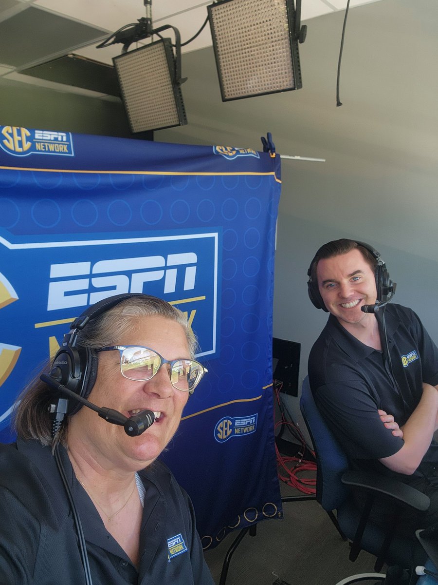 MissyDickerson's tweet photo. Getting ready to call game 2 of the 3-game series @OleMissSoftball vs @WKUSoftball with @JakeHromada!  Join us at 2 pm on the @espn app! https://t.co/YwcpChzkKA