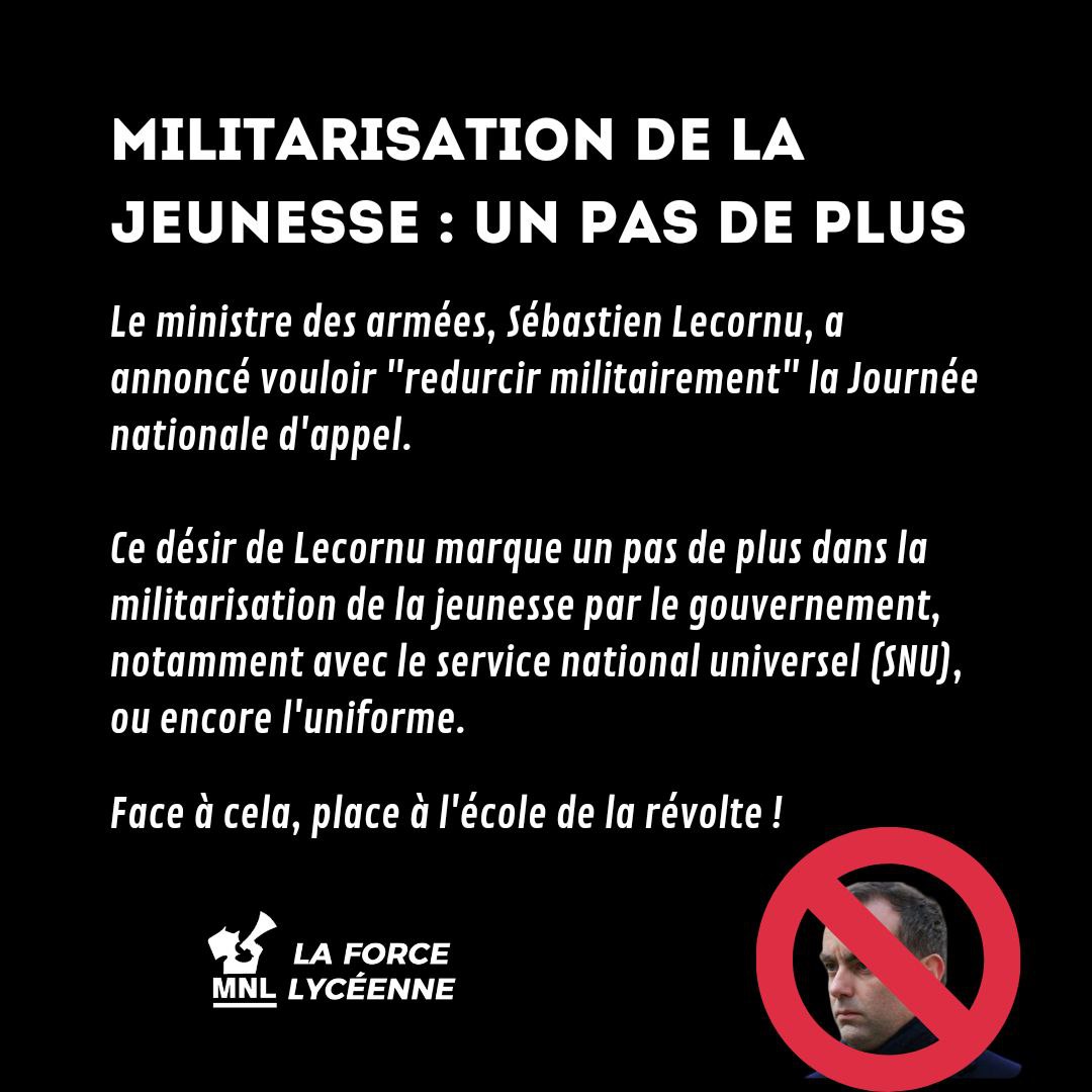 MNLRhone's tweet photo. Non à la militarisation de la jeunesse ! https://t.co/HBhlDq78jh