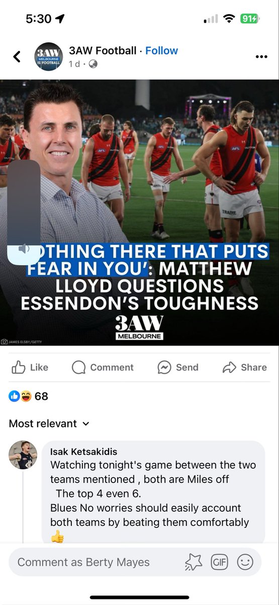 BertyMayes's tweet photo. @MatthewLloyd18 can you define toughness/fear? To me toughness and fearless is putting your head over the footy, or getting to multiple contests to help out your teammates. You can’t play like you guys did in the 2000’s. and that was relatively clean game compared to 80’s. https://t.co/4AYScwjKbR