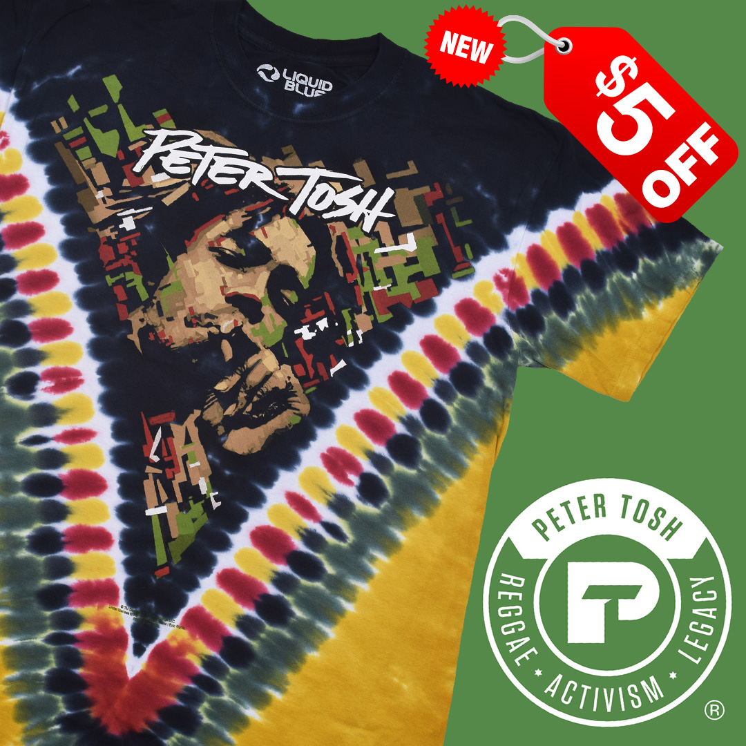 NEW Peter Tosh Tie-Dye & Tees. SAVE $5 OFF Golden V Tie-Dye sizes S-6XL this week only! liquidblue.com/music/reggae/p… SHOP NOW with $4 Shipping* #petertosh #tosh #legalizeit #reggae #bobmarley #marley #herb #rasta #tiedye