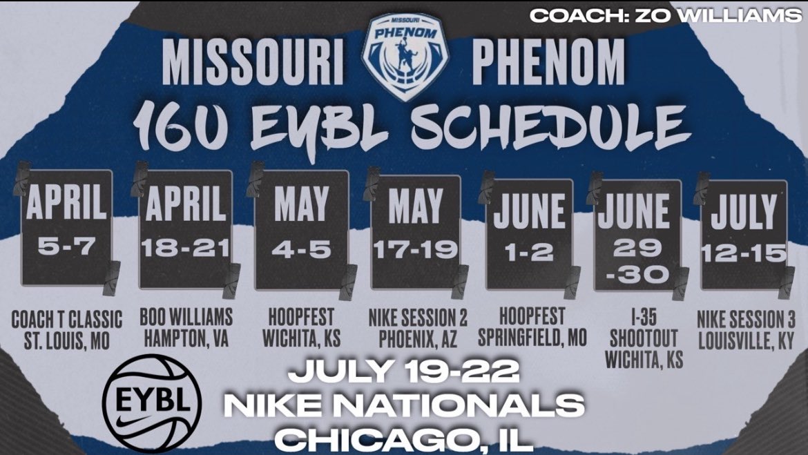 Summer Schedule! Letsss Gooo!!!!! @MissouriPhenom @PreachaZo @NikeGirlsEYBL