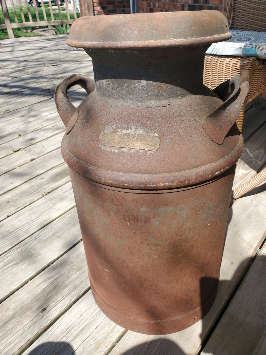 My uncle brought us this milk can that belonged to my Great-Grandpa Meylink.🐄🥛 Unfortunately, he passed away shortly before I was born, so I never got the chance to meet him, or my Great-Grandma. I love that we have a small piece of them and the farm with us now. ❤