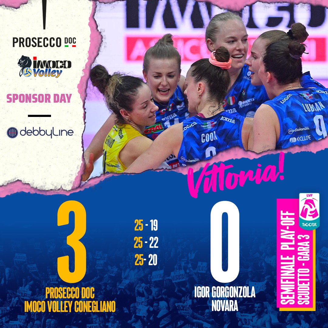ImocoVolley's tweet photo. Si va in 𝗙𝗜𝗡𝗔𝗟𝗘 𝗦𝗖𝗨𝗗𝗘𝗧𝗧𝗢per l’ottava volta consecutiva! A Mercoledì Palaverde 🔥🏆

🇮🇹 𝘨𝘢𝘳𝘢 𝘵𝘳𝘦 - Semifinale Playoff 𝗟𝗩𝗙 Tigotà - TERZO SET

𝗣𝗿𝗼𝘀𝗲𝗰𝗰𝗼 𝗗𝗢𝗖 3
Igor Gorgonzola 0

(25-19; 25-22; 25-)

#pazzidite 💛💙 https://t.co/pFOpiF81fw
