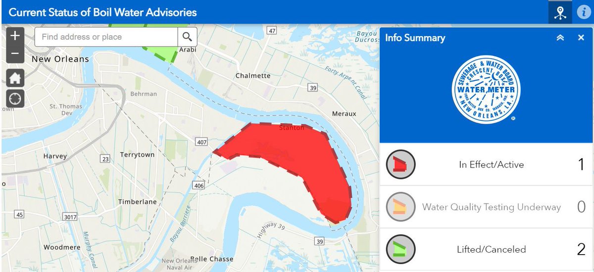 ⚠️ Precautionary Boil Water Advisory Issued for Lower Coast Algiers In consultation with the LA Dept of Health (LDH) we have issued a precautionary boil water advisory (BWA) for a lower coast of Algiers on the Westbank. Details here: swbno.org/PressReleases/…