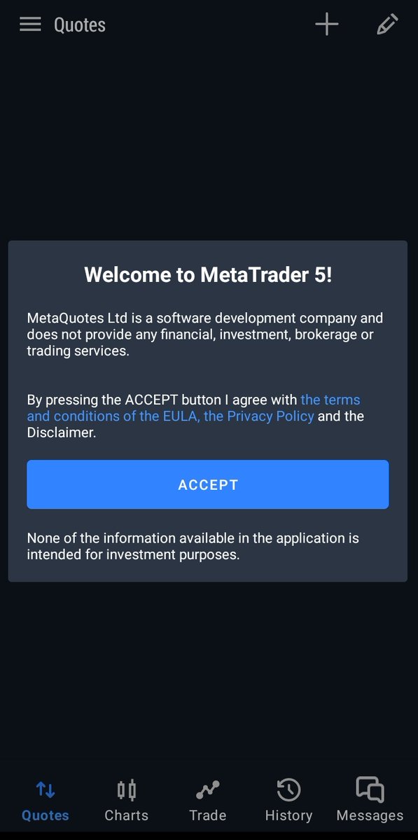 🌚 Now open your Metatrader 5
You should get a screen like this 

#forex #forextrading #forextrader #forexlifestyle