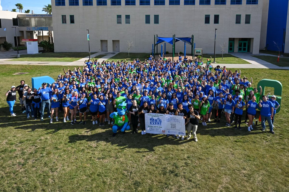IslandCampus's tweet photo. Recapping a day of community spirit and Islander pride at The BIG Event 2024! 🌍🤙🏽 Thank you to our Islander students, faculty, and staff for volunteering and making a difference on campus and in the community. 💙 #tamucc #TheBigEvent2024 #IslanderImpact https://t.co/b44V9Jqn1Z