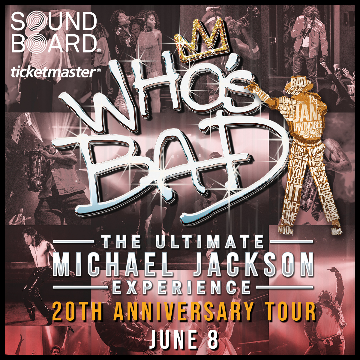 Don't miss the electrifying Who's Bad, MJ Experience at Sound Board on June 8! Get your tickets now! 🎫👉 playm.cc/3ubTONz