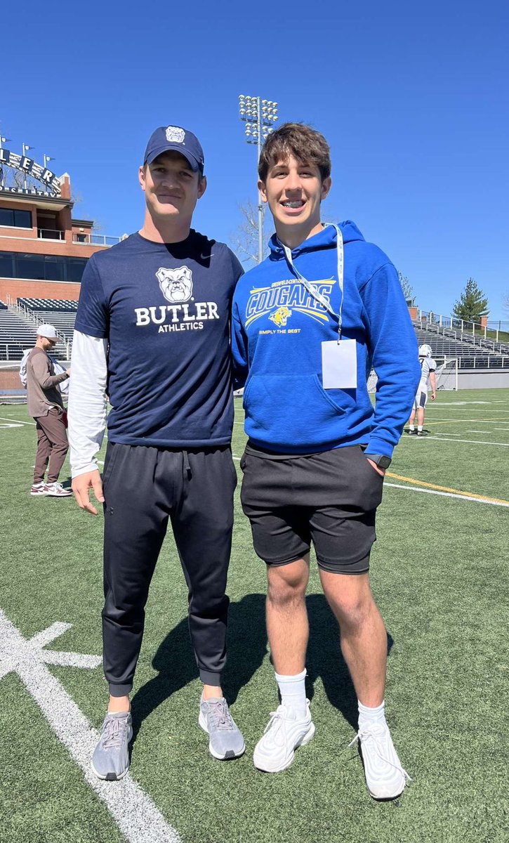 PaytonFoley11's tweet photo. Had a great time at @ButlerUFootball! Thank you Coach @RoryMannering and @CoachSiwicki for the invite! I can’t wait to be back out! @CoachU_BU @Coach_Batti @Wishbone_Hero @tson622 @William_Coonce @ball_coach23 https://t.co/KsBXdvDxz5