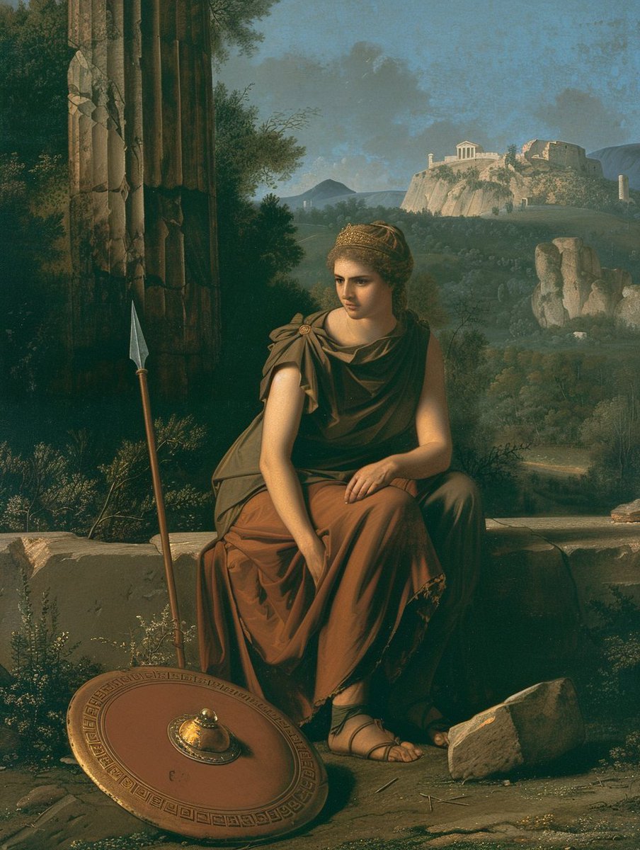 I'm a bit sold to Neoclassicism these days. Created this today.

- Oracle in Contemplation at Delphi (Delphi as a site of prophecy in ancient Greece)