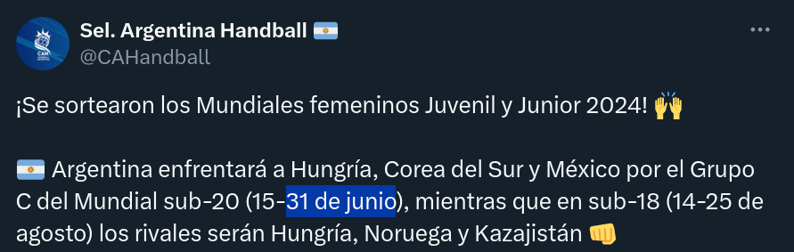 @CAHandball #Balonmano 
Selección #Argentina de #Handball 

Hay #fechas a las que #junio nunca llega.

#FechasImposibles