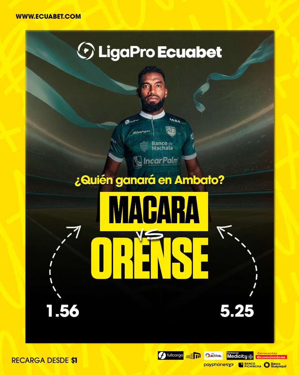 🇪🇨 ¡Sigue la #LigaProEcuabet en el Bellavista! 🏆 MACARA quiere seguir su buen andar contra un ORENSE que trata de hacer pie y no perder tanto terreno en la etapa 📲 ¿Quién se llevará el triunfo? ¡JUEGA Y GANA EN ecuabet.com!