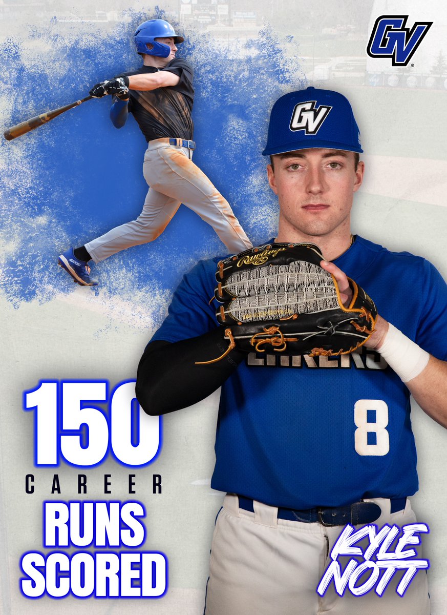 Senior CF Kyle Nott scored the 150th run of his career, which moves him into a tie for 9th all-time in GVSU annals. #AnchorUp