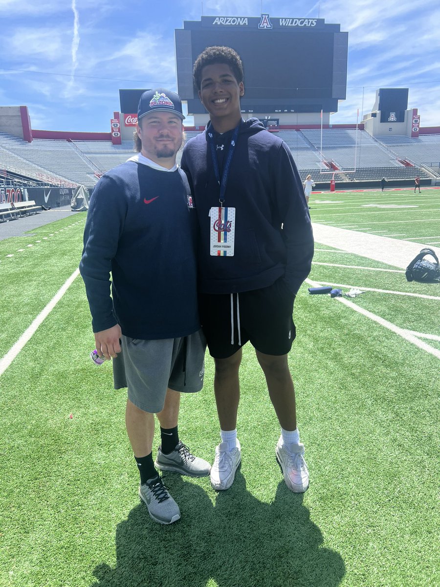 Jordan_Vyborny's tweet photo. #AGTG Thank you lord for all of these blessings. After a great visit to The University Of Arizona and an amazing conversation with @coachmattadkins I am blessed to have received my 10th Division 1 Scholarship offer! @ArizonaFBall https://t.co/rVm3VpCC3F