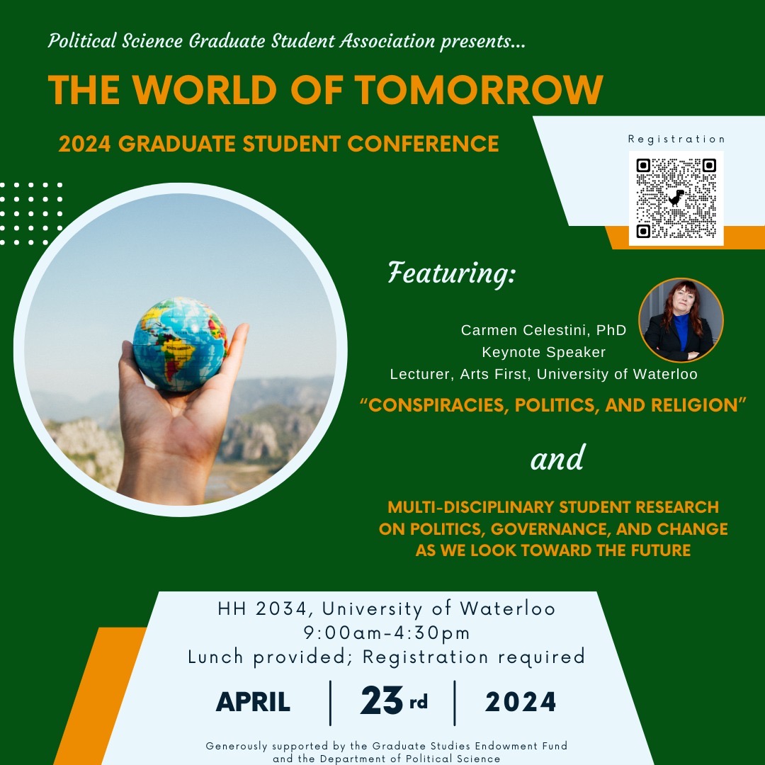 The Political Science Graduate Student Association is organizing a conference on the 23rd of April. Check the QR code for more details about how to register!