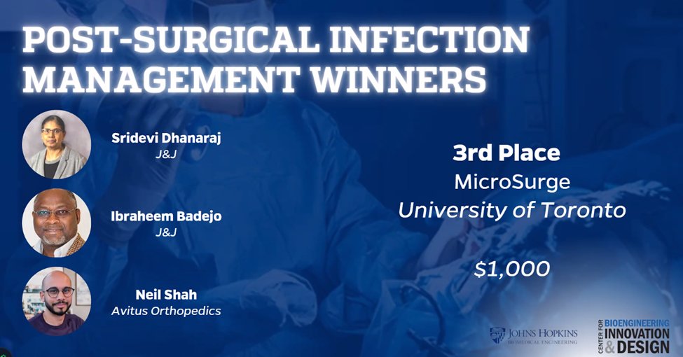 KishenAnil's tweet photo. Congratulations @shivam__mudgal and @nmenon4490  for securing the third position in the 2024 Johns Hopkins Healthcare Design Competition! https://t.co/Dyp44uaDjK