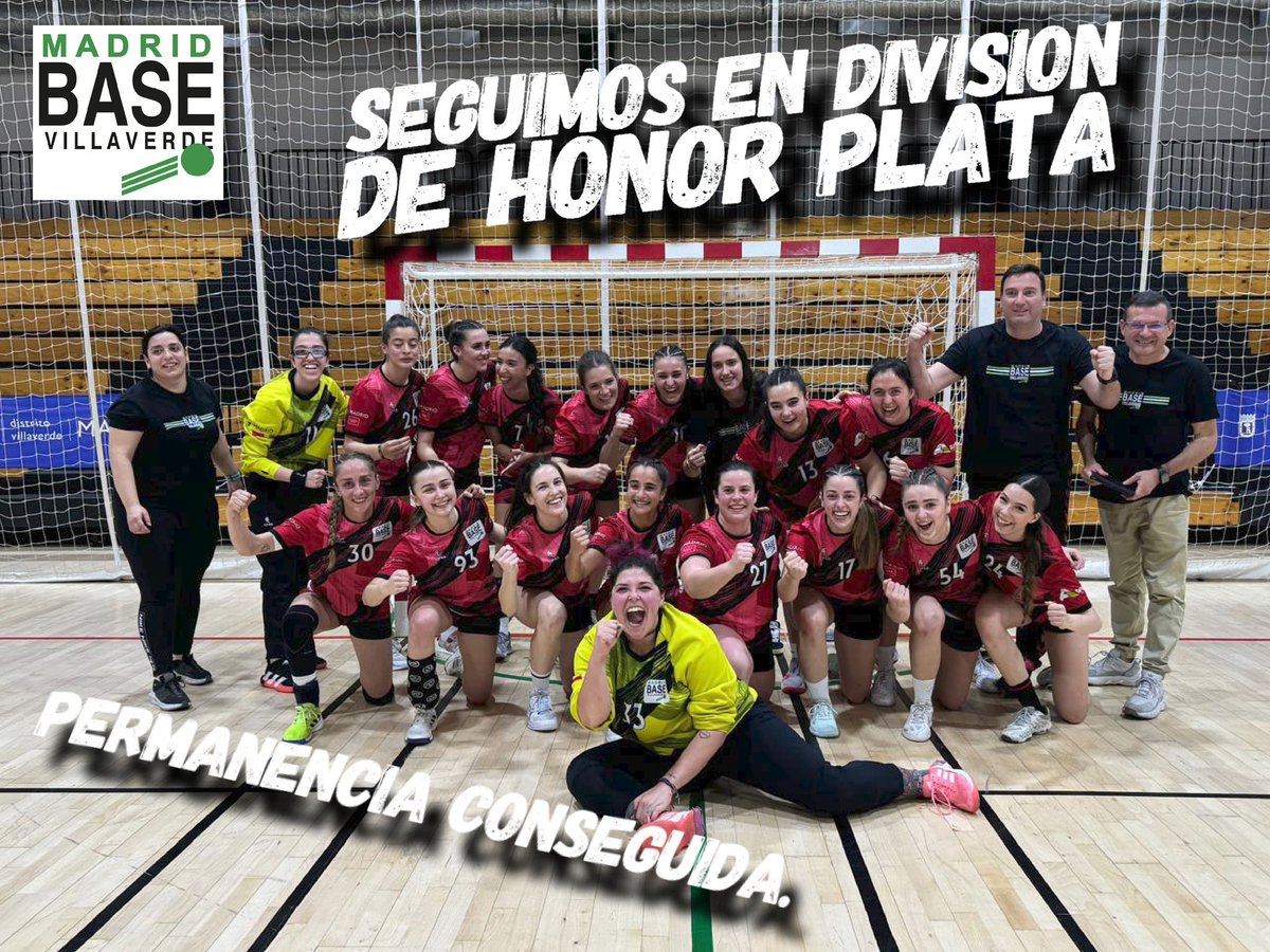 La Victoria 25-23 ante las sevillanas del <a href="/BSolucar/">BALONMANO SOLUCAR</a> nos permite conseguir la permanencia un año mas en la Division de Honor Plata. Trabajo, esfuerzo y sacrificio que da sus frutos.
Seguimos en #DHPF en la 2024/25. Muchas Felicidades Equipo. #OKVillaverde