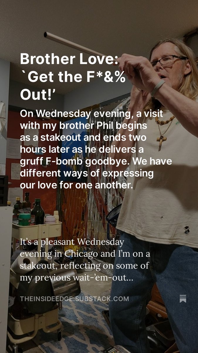 InsideEdge's tweet image. The latest on my journey with Phil -- our brother love shows up for one another in different ways. My Substack column's here: lnkd.in/g-qxZWuH

#Homelessness #addiction #family