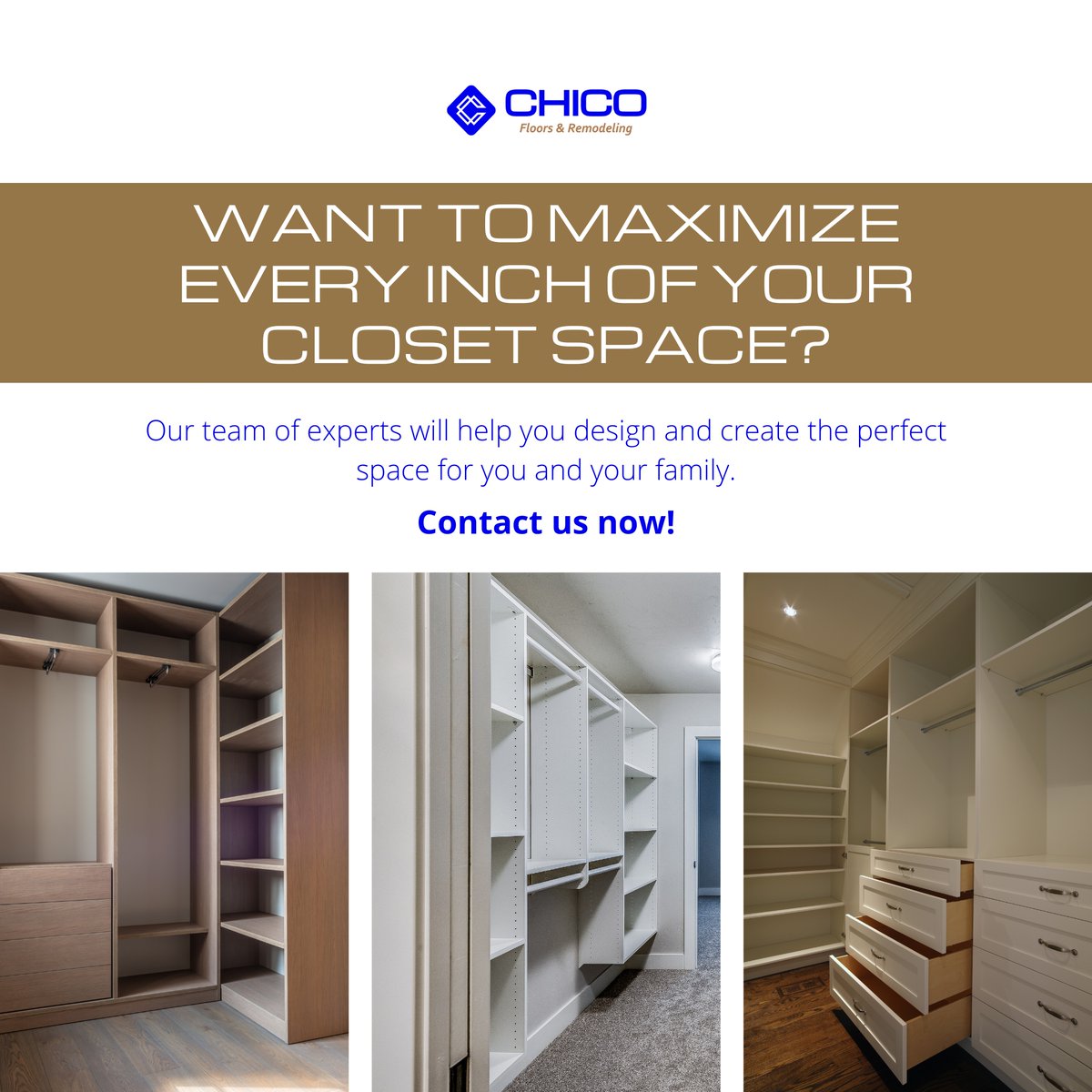 Chico_Floors_R's tweet image. 🏠 Want to maximize every inch of your closet space? Call +1 (832) 888 5369 and let&apos;s create personalized Custom Closets just for you! 👔 #MaximizeSpace #PersonalizedStorage #Efficiency
