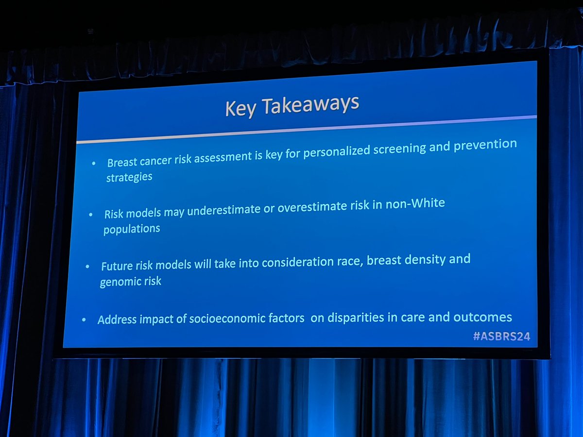 Risk assessment tools continue to be refined & need to continue to do a better job of incorporating ethnicity @ZAlHilliMD There is room for improvement in how we discuss patient ethnicity/race including multiple ethnicities when estimating risk. @kristinrojasmd #asbrs24